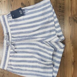 NEW Gap Linen Blend Striped Shorts Elastic Waist Pull On Coastal Beach Small